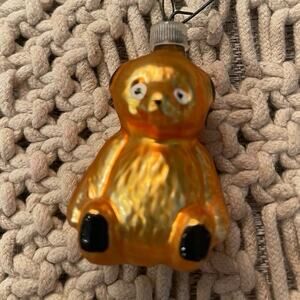 Vintage blown glass teddy bear christmas Ornament Austria 2"